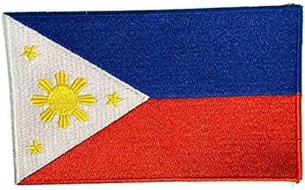 Filipinler Bayrağı İşlemeli Demir Bayrak Yama Dikmek Ulusal Amblemi (Büyük ( 3 x 5)