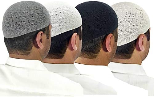 JİLANİ EL sanatları-7 Adet - %100 Pamuk Kufi Şapka - Erkekler için Kufi Şapkalar Müslüman-Erkekler için Müslüman