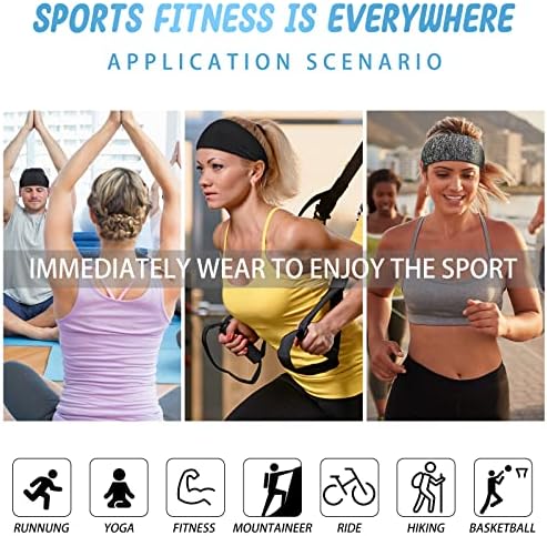 Kadınlar için 24 Adet Egzersiz Kafa Bantları Yoga Spor Geniş Ter Bantları Esneklik Ter Bandı Elastik Kaymaz Atletik