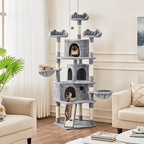 Topeakmart Kedi Kulesi Kapalı Kediler için, 76.5 Büyük Kedi Ağacı Tırmalama Direkleri ile Rahat Tünemiş Kınamak Yavru