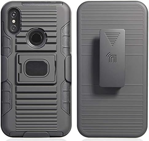 Motorola One Power için kılıf/Montaj / Klip, Nakedcellphone Siyah Halka Kavrama Kılıf Kapak + Kemer Kalça Kılıf Standı