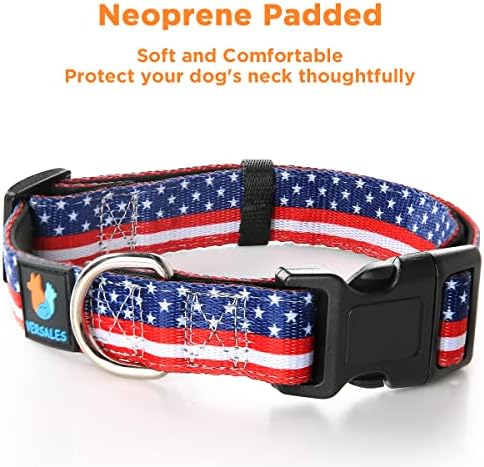 VERSALES Amerikan Bayrağı köpek Tasması, Yumuşak Neopren Yastıklı Nefes Naylon Pet Yaka Köpek Yavrusu Küçük, Orta
