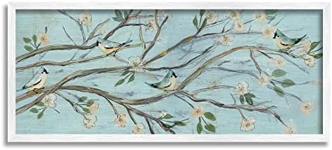 Stupell Industries Sakin Mavi Kuşlar Kiraz Çiçeği Ağacı Dalı, Susan Jill'in Tasarımı