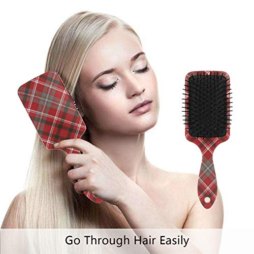 Vıpsk Hava yastığı Saç Fırçası, Plastik Renkli Kırmızı Piksel Ekose, Kuru ve ıslak saçlar için Uygun iyi Masaj ve