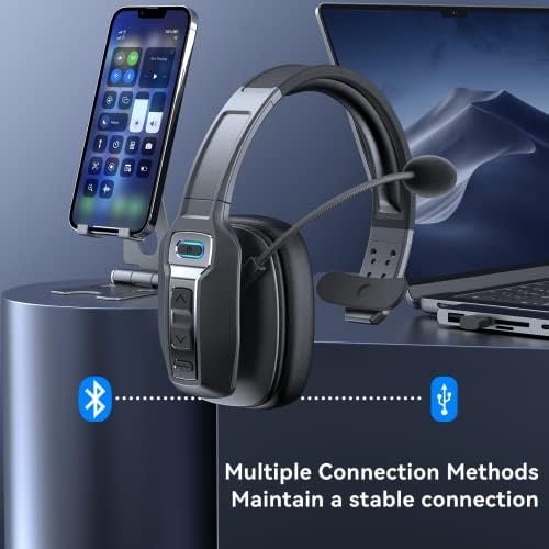 Dytole Trucker Bluetooth Kulaklık, Mikrofonlu Bluetooth Kulaklık USB Dongle ile AI Gürültü Önleme, 164ft Uzun Kablosuz