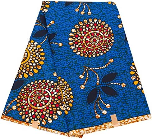ADWAXDA Parlak Polyester Afrika Baskı Kumaş 6 Yard Ankara Balmumu Kumaş Moda Kumaş Elbise Etek(FP010)