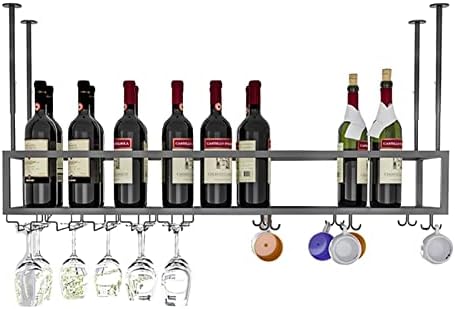 Raflar, Tavana Asılı Şarap Rafı, Siyah Endüstriyel Teşhir Şaraplığı Metal şişe rafı Kadeh Takımı ile Gözlük Depolama