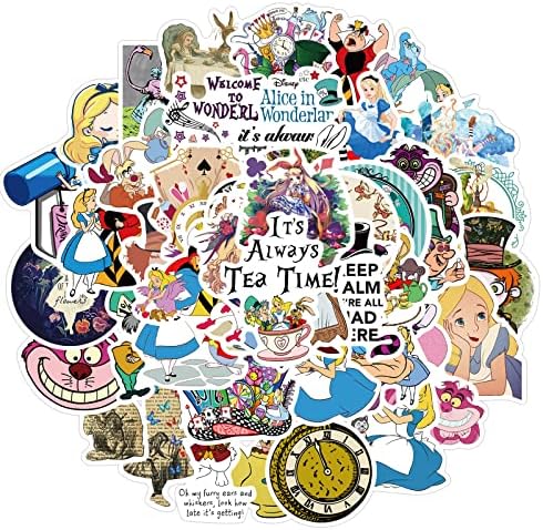 50 Adet Karikatür Alice in Wonderland Sticker, Sevimli Karikatür Film Disney Çıkartmalar Su Şişeleri için Tumbler
