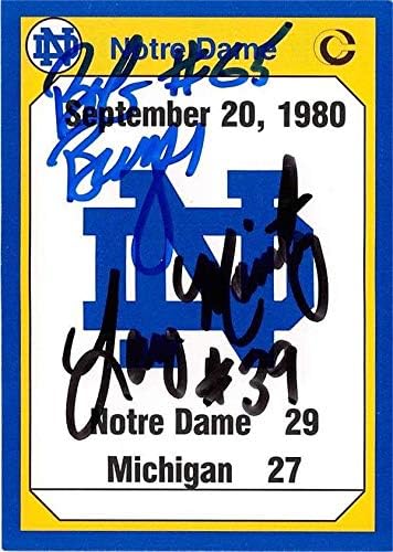 20 Eylül 1980 Notre Dame Üniversitesi İrlandalı imzalı futbol kartıyla mücadele Larry Moriarty Bob Burger 1990 Kolej