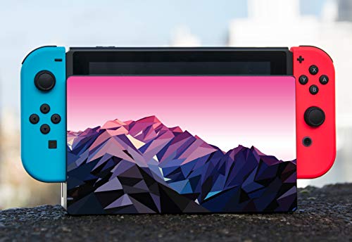 Mor Ve Pembe Düşük Poli Dağ Aralığı Tasarım Vinil çıkartma Cilt egeek amz Nintendo Anahtarı Dock için