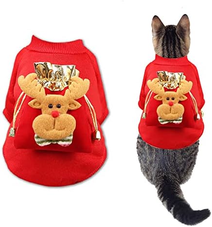 Noel Köpek Kostüm Kazak Elk Çanta Aksesuarları ile Noel Köpek Kırmızı Takım Elbise Noel Ayarlanabilir Kediler Kostüm