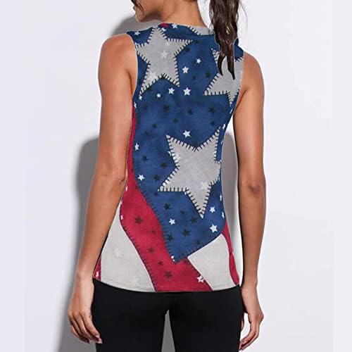Bayan Yaz Kolsuz T Shirt, kadın Amerikan Bayrağı Tankı Üstleri 4th Temmuz Tees ABD Bayrağı Rahat Yıldızlar ve Çizgili