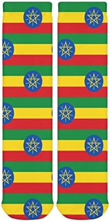 WEEDKEYCAT Etiyopya Bayrağı Kalın Çorap Yenilik Komik Baskı Grafik Rahat Sıcak Orta Tüp Çorap Kış için