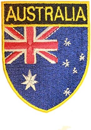 Avustralya Ülke Bayrağı Oval Kalkan Şekli Demir-On Patch Crest Rozeti Boyutu: 2 x 2.5 İnç.Yeni