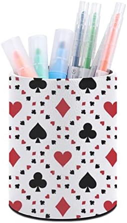 Komik Poker PU deri kalem sahipleri kalem Kupası konteyner desen Resepsiyon Organizatör ofis ev için yuvarlak