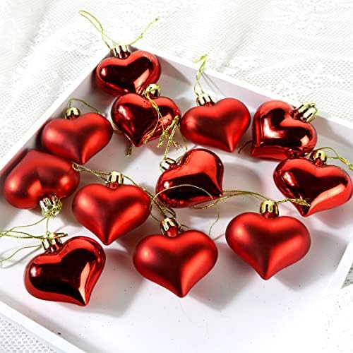 Parthan 12 adet Noel Ağacı Aşk Kolye Topları - 4.5 cm Kalp Şekli Asılı sevgililer Günü Süsler Düğün Cadılar Bayramı