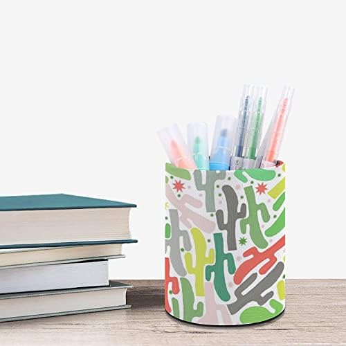 Camo Kaktüs PU deri kalem sahipleri yuvarlak kalem Kupası konteyner desen masa düzenleyici Ofis ev için