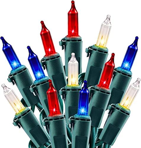 Kırmızı beyaz mavi Noel ışıkları-100 sayısı 4 Temmuz dekorasyon vatansever Mini dize ışıkları yeşil tel su geçirmez