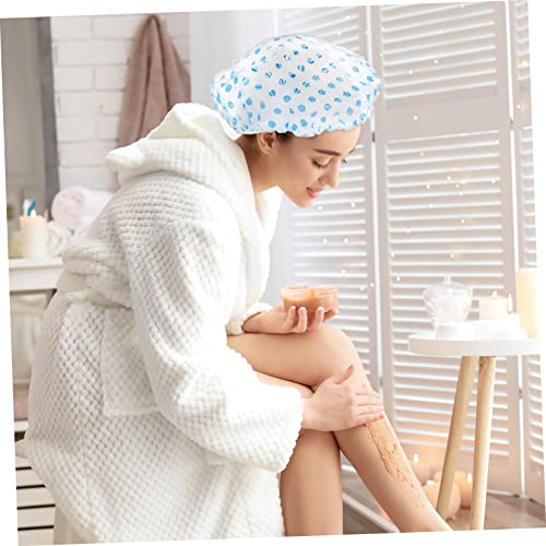 DOITOOL 6 Adet Nokta Kalınlaşmış Plastik Duş Başlığı Saç Uyku Kap Saten Türban duş şampuanı Kap Banyo duş boneleri