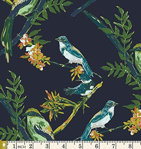 Treetop Melody Küratörlüğünde Paket / Kuşlarla Mavi Yeşil Altın Yağ Çeyrekleri / Çiçekli Kumaşlar / Çeşitli Sanat