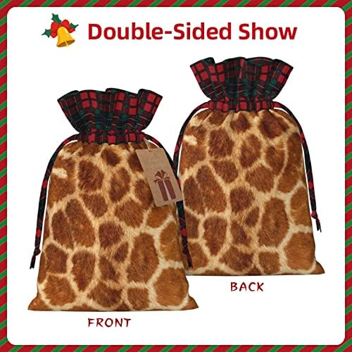 Noel İpli hediye keseleri Komik-3d-Zürafa-Hayvan Buffalo Ekose İpli Çanta Parti İyilik Çanta