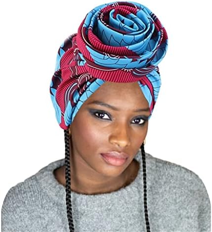 CZDYUF Afrika saç bonesi Uyku için Baskılı Ulusal Saten Astar Şapka Pan Çiçek Saç Bakımı Türban Aksesuarları (Renk: