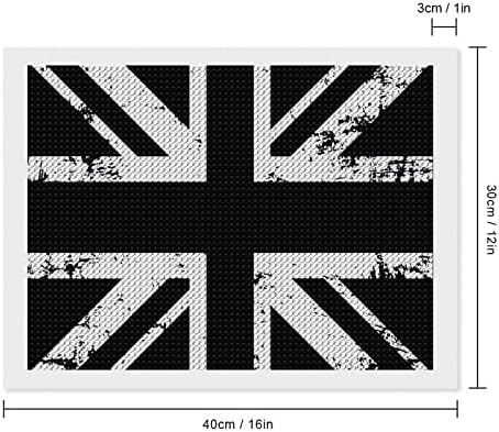 Beyaz ve Siyah İngiliz Bayrağı Elmas Boyama Kitleri 5D DIY Tam Matkap Taklidi Sanat Duvar Dekor Yetişkinler için