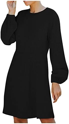 NOKMOPO Kokteyl Elbiseleri Kadınlar ıçin Sonbahar Kış Moda Mizaç Örme Kemer Düz Renk Uzun Kollu Elbise