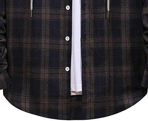 Ceketler Erkekler için, açık Temel Gömlek Erkek Açık Uzun Kollu Bahar Fit Yumuşak Gömlek İpli Ekose İnce Hoodies18