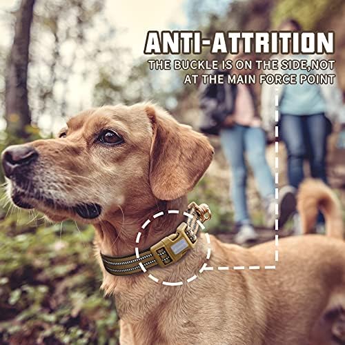 Orta Büyük Köpekler için Auroth köpek Tasması, Yansıtıcı Köpek Tasması, Ağır Hizmet Tipi Metal D Halkalı Yumuşak
