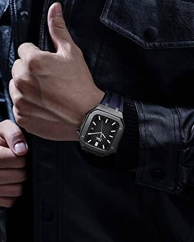 Apple Watch SE için BİK lastik saat kayışı Metal Çerçeve/4/5/6/7 Apple mod seti Aksesuarları, Yedek Silika Jel fluororubber
