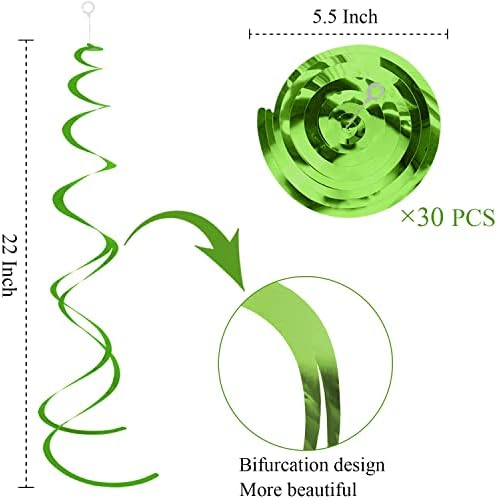 Kivi Yeşil Parti Girdap Süslemeleri Folyo Girdap Asılı Dekorasyon 30 Adet Plastik Flama Tavan için 22
