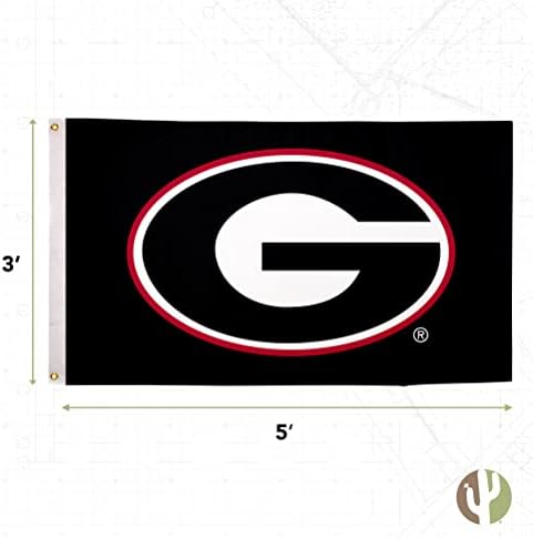 Georgia Üniversitesi Bayrakları Çift Taraflı Buldozer UGA Dawgs Afiş %100 % Polyester Kapalı Açık 3x5 (Çift Taraflı