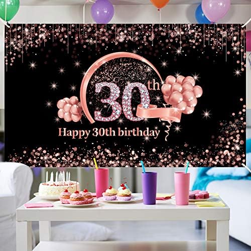 Lnlofen 30th Doğum Günü Afiş Zemin Süslemeleri Malzemeleri Kadınlar için, Gül Altın 30 Yaşındaki Doğum Günü Partisi