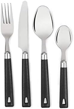 Ayaklı Yemek Masası için Evercrafting Paslanmaz Çelik Çatal bıçak kaşık Seti-24 Adet (Siyah)