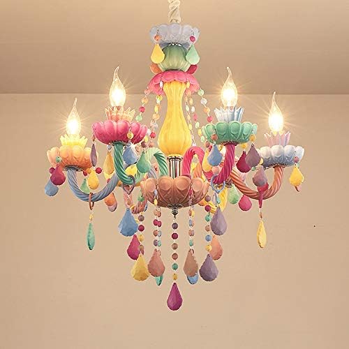 LAKIQ renkli kristal asılı avize ışık fikstürü 6 ışıkları avrupa kız odası kolye tavan aydınlatma mum avize kızlar