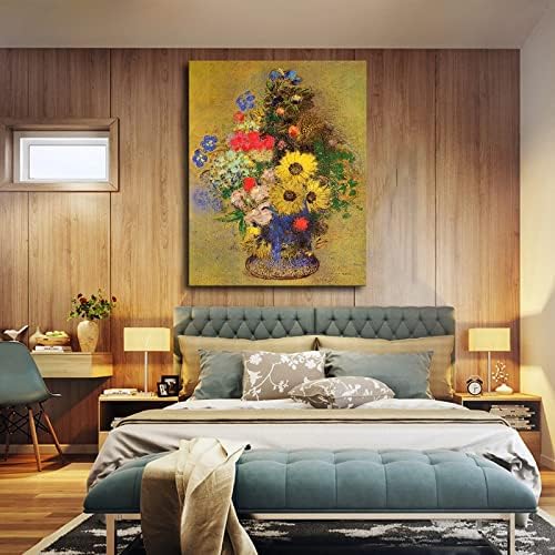 Vazo Çiçekler, Odilon Redon Poster Duvar Sanat Duvar Dekor Yatak Odası Oturma Odası Banyo Dekoratif Tuval Boyama
