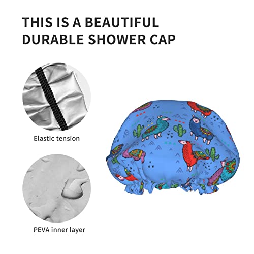 Kadınlar Kullanımlık Streç Hem Saç Şapka Alpaka Deve Kaktüs Çift Katmanlar Su Geçirmez Duş Başlığı banyo bonesi
