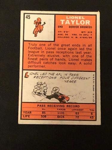 Lionel Taylor 1966 Topps İmzalı İmzalı Kart 45 Oakland Raiders-NFL İmzalı Futbol Kartları