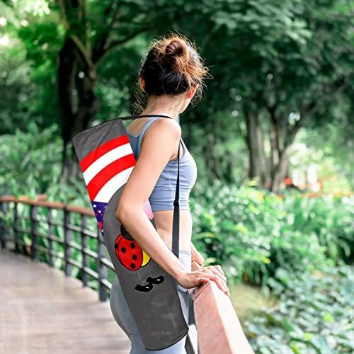 Uğur böceği ve ABD Bayrağı Gökkuşağı Yoga Mat Çanta Tam Zip Yoga Taşıma Çantası Kadın Erkek, egzersiz yoga matı Taşıyıcı