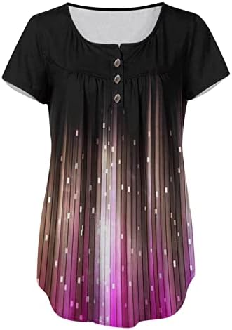 Bayan Üstleri Grafik Bluzlar Tişörtleri Kısa Kollu Ekip Henley Boyun Brunch Sonbahar Yaz Üstleri Düğmesi 2023 Giyim