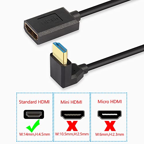 PNGKNYOCN 8 K HDMI Kısa Kablo, 1FT / 0.3 M 90 Derece Ultra Yüksek Hızlı Aşağı Viraj HDMI 2.1 Erkek Kadın Uzatma Kablosu