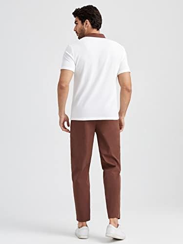 FDSUFDY İki Parçalı Kıyafetler Erkekler için Erkekler Hayvan Nakış Polo GÖMLEK ve Pantolon (Renk: Beyaz, Boyut: XX-Large)