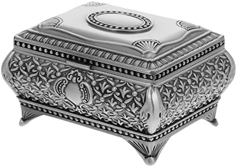 Vintage Metal Jewelry Treasure Box: Biblo Kutusu Organizatör Hatıra Yüzük Küpe Kutusu Göğüs Depolama Sandıklar Durumda