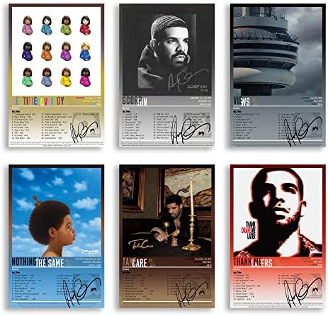 ACHETE Drake Tuval İmzalı Sınırlı Poster Seti 6 Oda (12 Lx8 Wx6PCS-UnFramed) müzik Albümü Kapak Posterleri Baskı