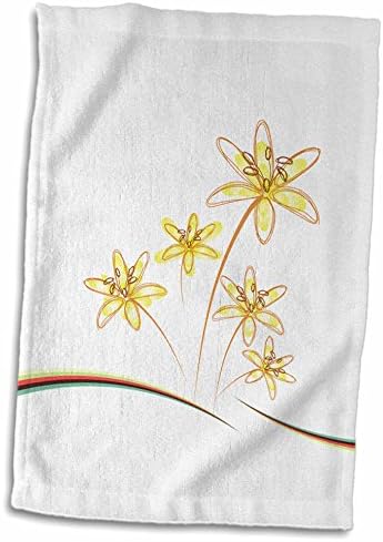 3dRose Sevimli Sarı ve Kahverengi Çiçek İllüstrasyonu-Havlular (twl-235783-3)
