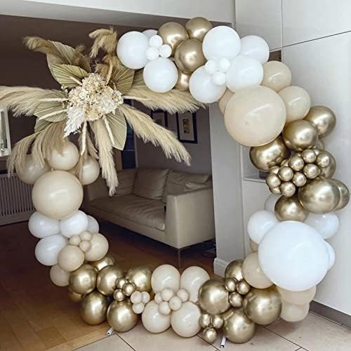 Beyaz Kum Altın Balonlar Garland Kemer Kiti, Boho Düğün Bebek Gelin Duş Nişan Yıldönümü Doğum Günü Süslemeleri Zemin
