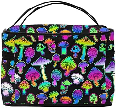 HİZUWKY Mantar Makyaj Çantası Renkli Fermuar makyaj çantası Seyahat Organizatör Çantası Büyük Taşınabilir Kozmetik