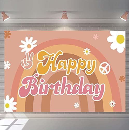 Harika Gökkuşağı Doğum Günü Zemin 5x3FT Hippi Boho Papatya Arka Plan Çiçek Mutlu Doğum Günü Partisi Dekorasyon Afiş