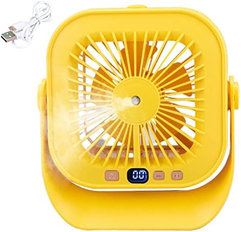Floralby Mini Fan LED Ekran Masa Fanı Çok Amaçlı Darbeye Dayanıklı Pratik 4 Renk 1200mAh Sarı